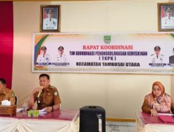 Camat Tambusai Utara SUNARJI ,S.Pd Gelar Rapat Koordinasi Validasi Data Masyarakat Miskin Extrim – Desil l dan ll Bersama TKPK.